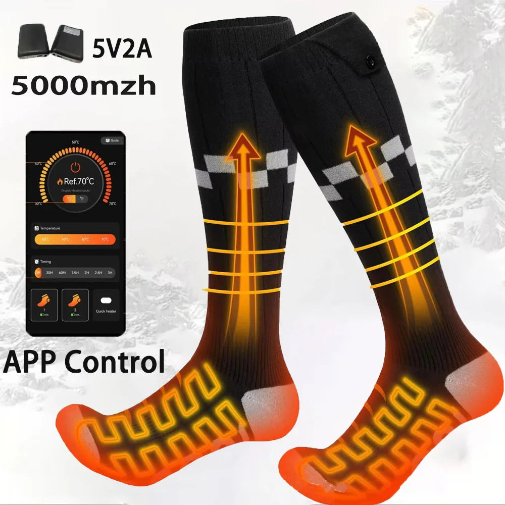 Heated Socks with App Control, 5000mAh Rechargeable Battery
