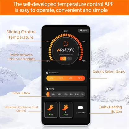 Heated Socks with App Control, 5000mAh Rechargeable Battery