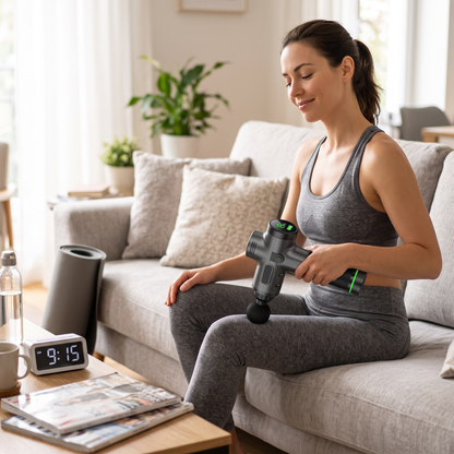 Massage gun in use