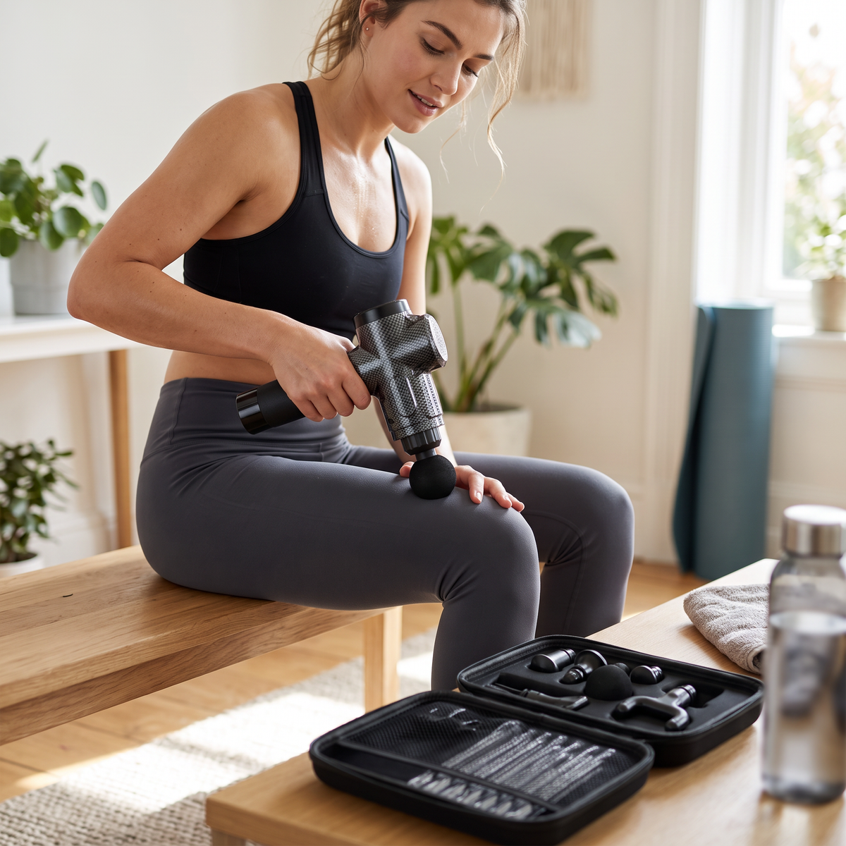 Massage gun in use