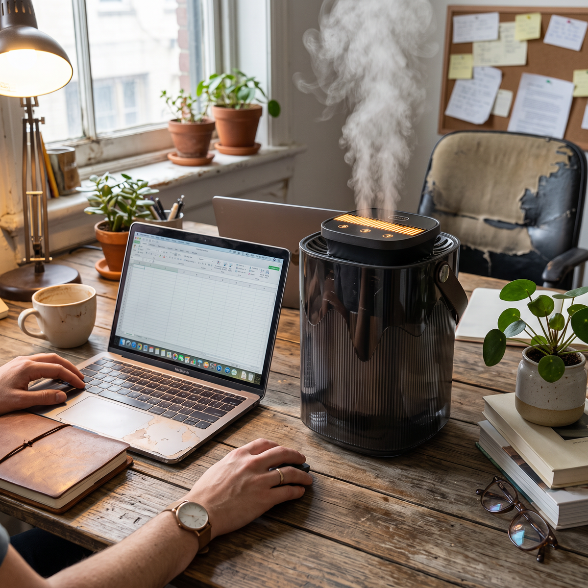 Humidifier in use