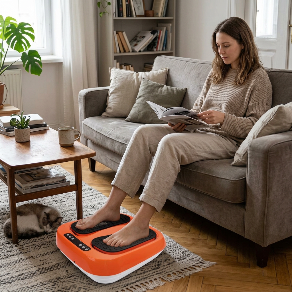 Multifunctional Foot Massager, Vibration Heating Electric Foot Circulation Stimulator, Foot, Leg, And Calf Relaxation Massage Device, Home Use With Remote Control Foot Massager. in use