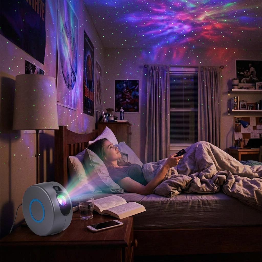 Galaxy Starry Sky Projector Rotating in use