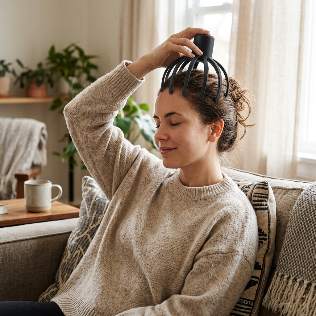 Electric Scalp Massager USB Charging in use